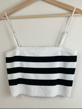 Hersy Black and White Striped Women's Crop tank top